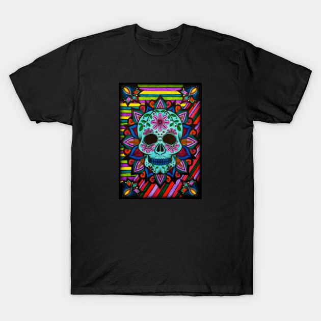 Day of the Dead Flower Skull T-Shirt by ARTWORKandBEYOND